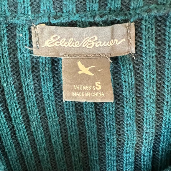 Eddie Bauer Women’s Teal Cable Knit Long Full Zip Sweater. Sz S - Picture 2 of 13
